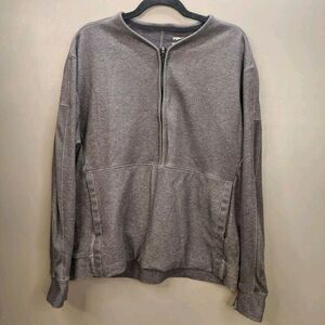 Nike Men's Pullover Large Gray Yoga 1/2 Zip Thumb Holes Dri-Fit Kangaroo Pockets